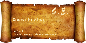 Ondra Ervina névjegykártya